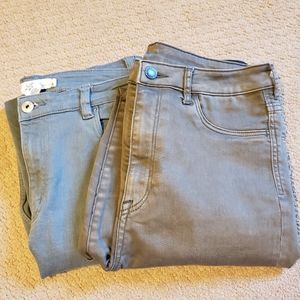 Two pairs of H&M green jeans